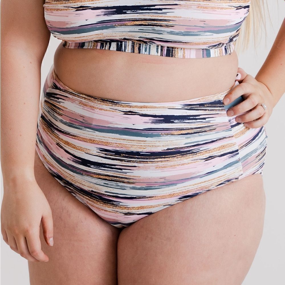 High Waist Ruched Full Coverage Women's Swimsuit Bikini Bottom